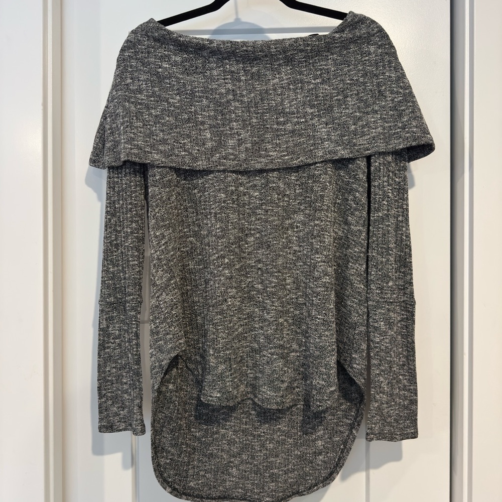 Anthropologie evy's tree Charcoal Off-Shoulder Sweater